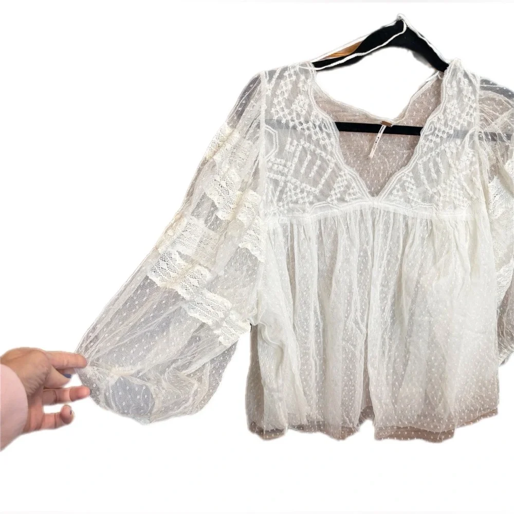 Free People True Candy Tunic Top in White  Large. NWOT - Picture 5 of 12